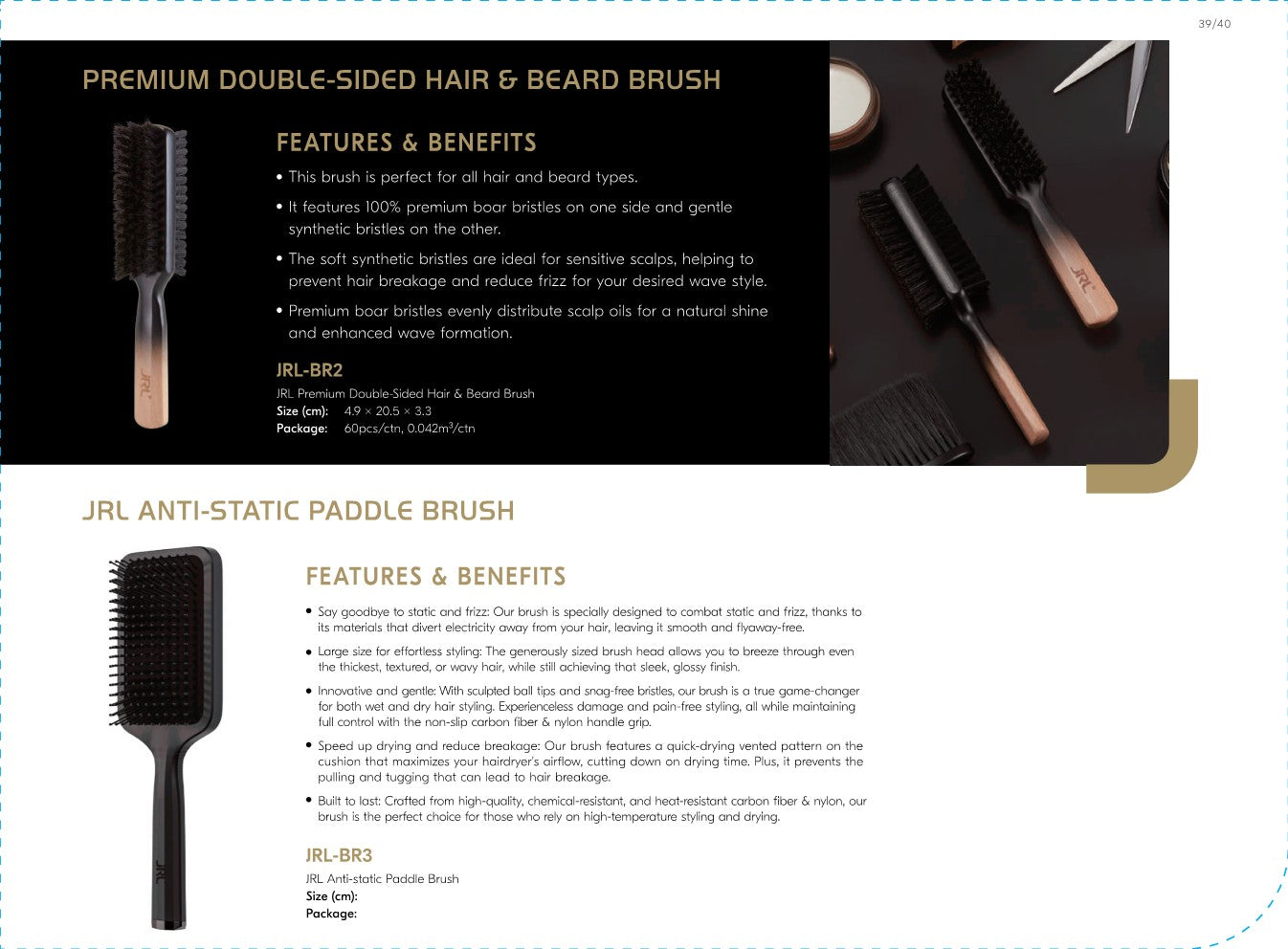 JRL Double-Sided Hair and Beard Brush